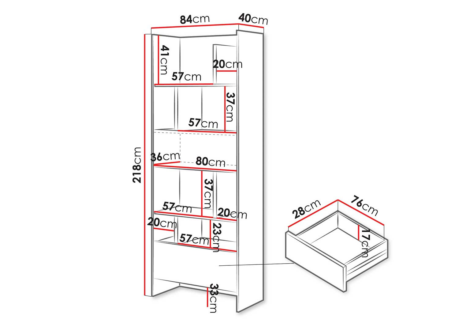 Meuble bibliothèque gris et graphite Bed Concept