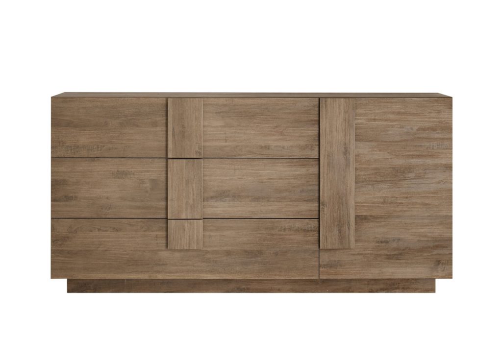 Meuble buffet 1 porte et 3 tiroirs chêne mercure 181 cm