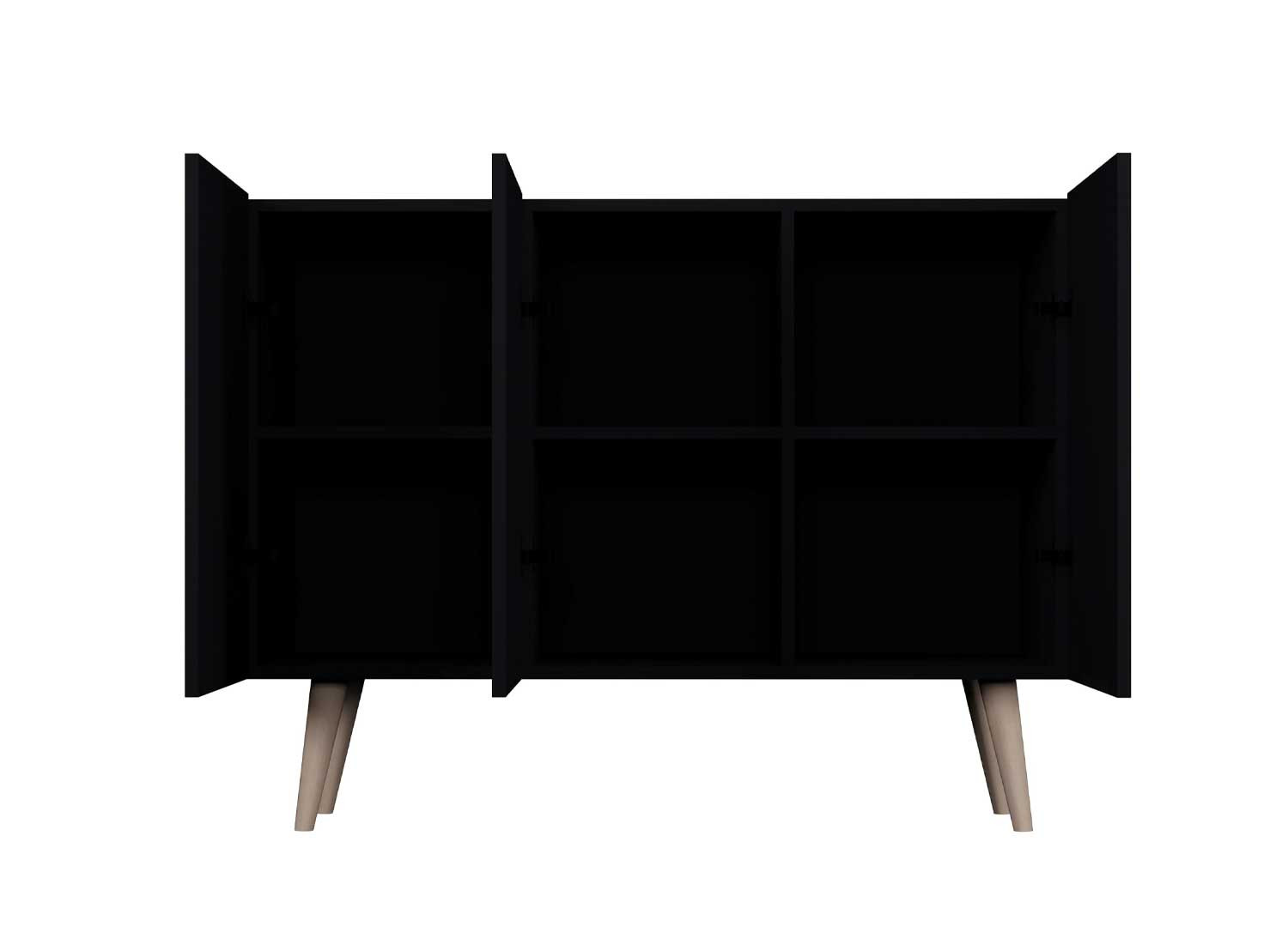 Meuble buffet 3 portes noir 120 cm