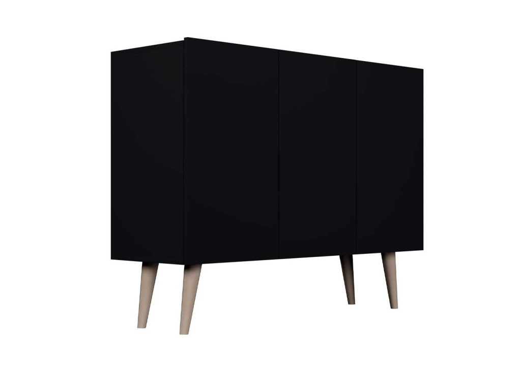 Meuble buffet 3 portes noir 120 cm