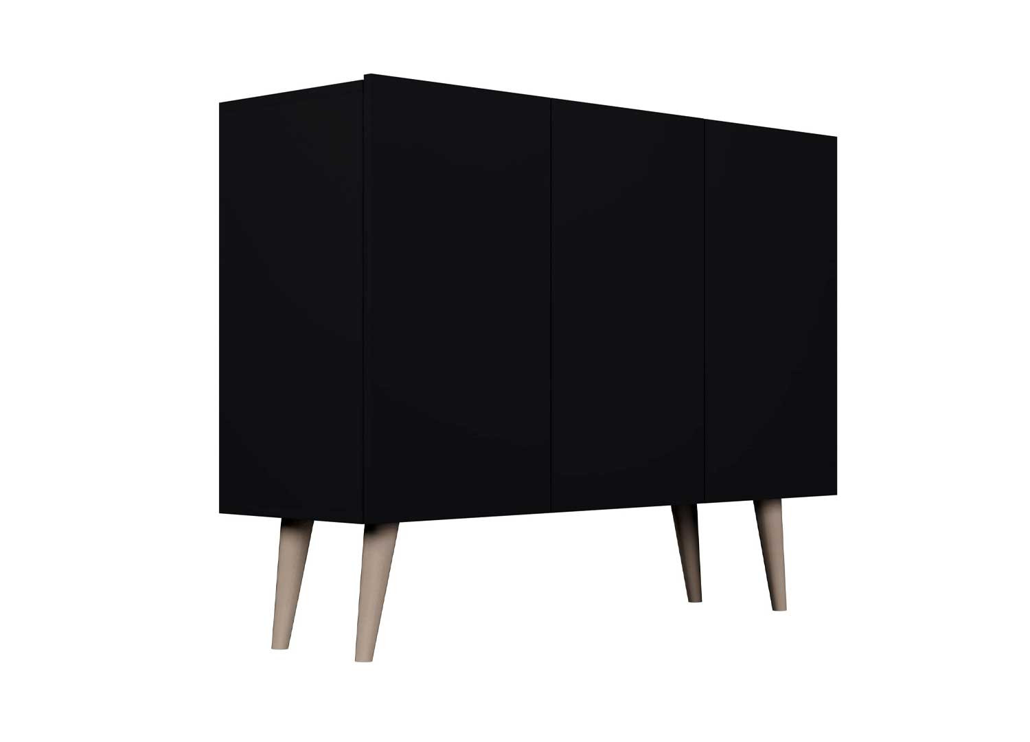 Meuble buffet 3 portes noir 120 cm