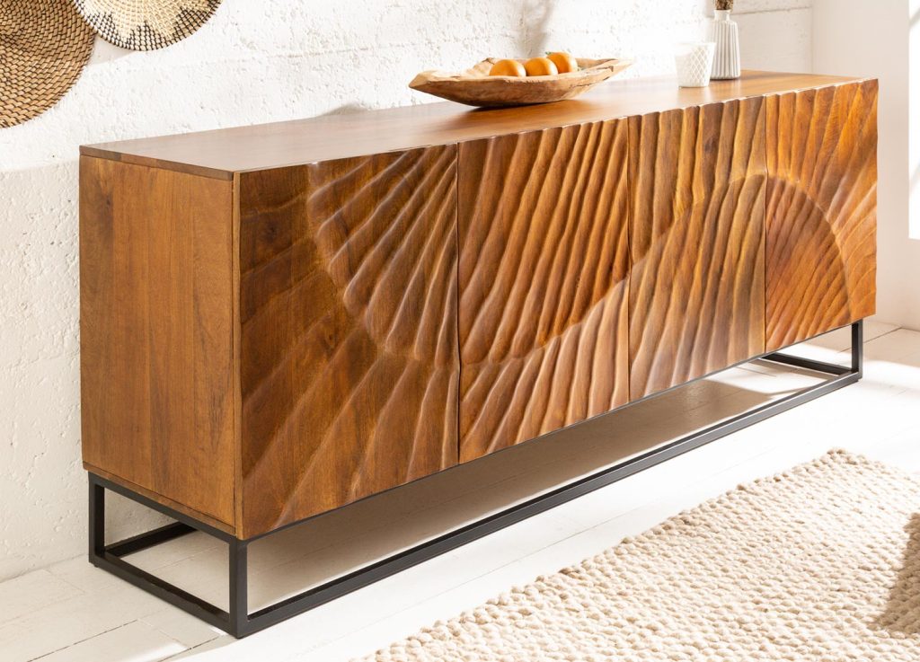 Meuble buffet 4 portes bois massif brun