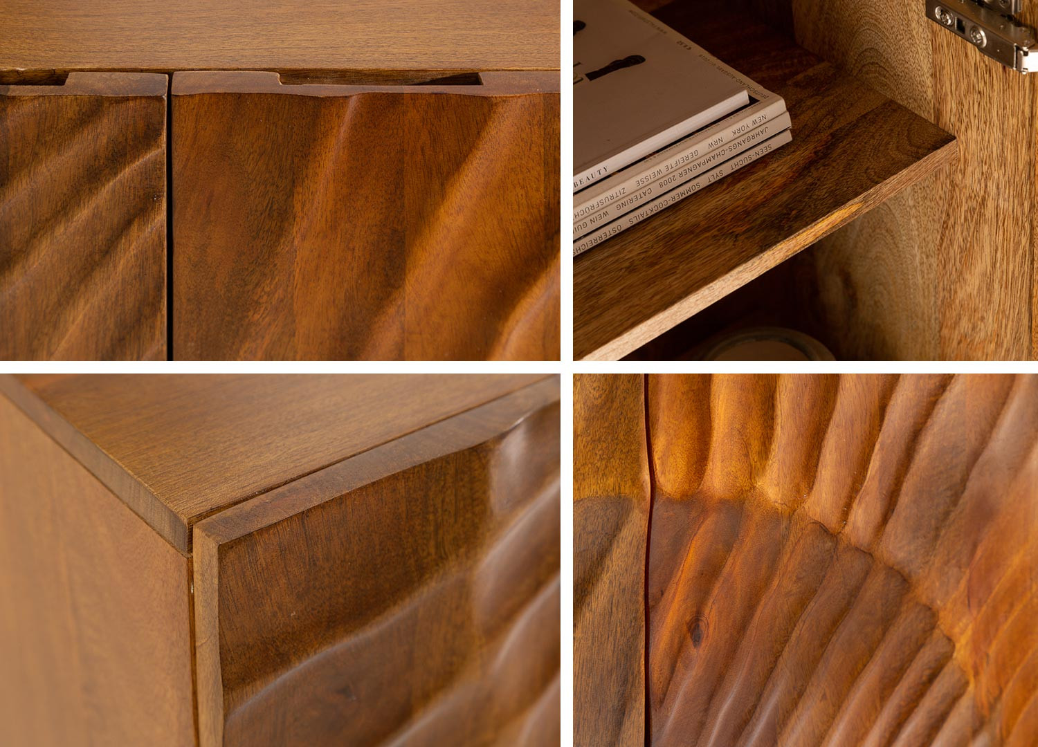 Meuble buffet 4 portes bois massif brun