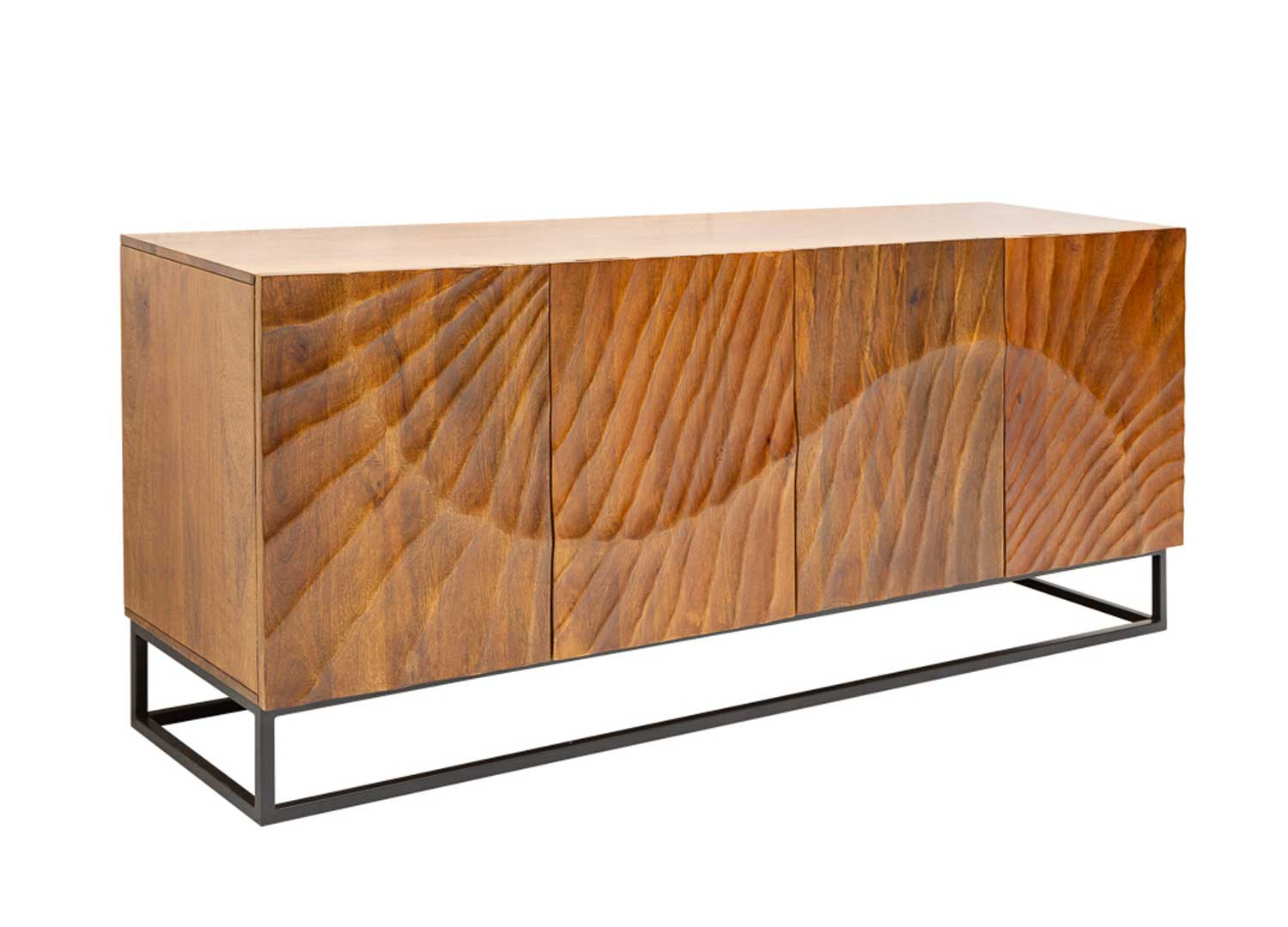 Meuble buffet 4 portes bois massif brun