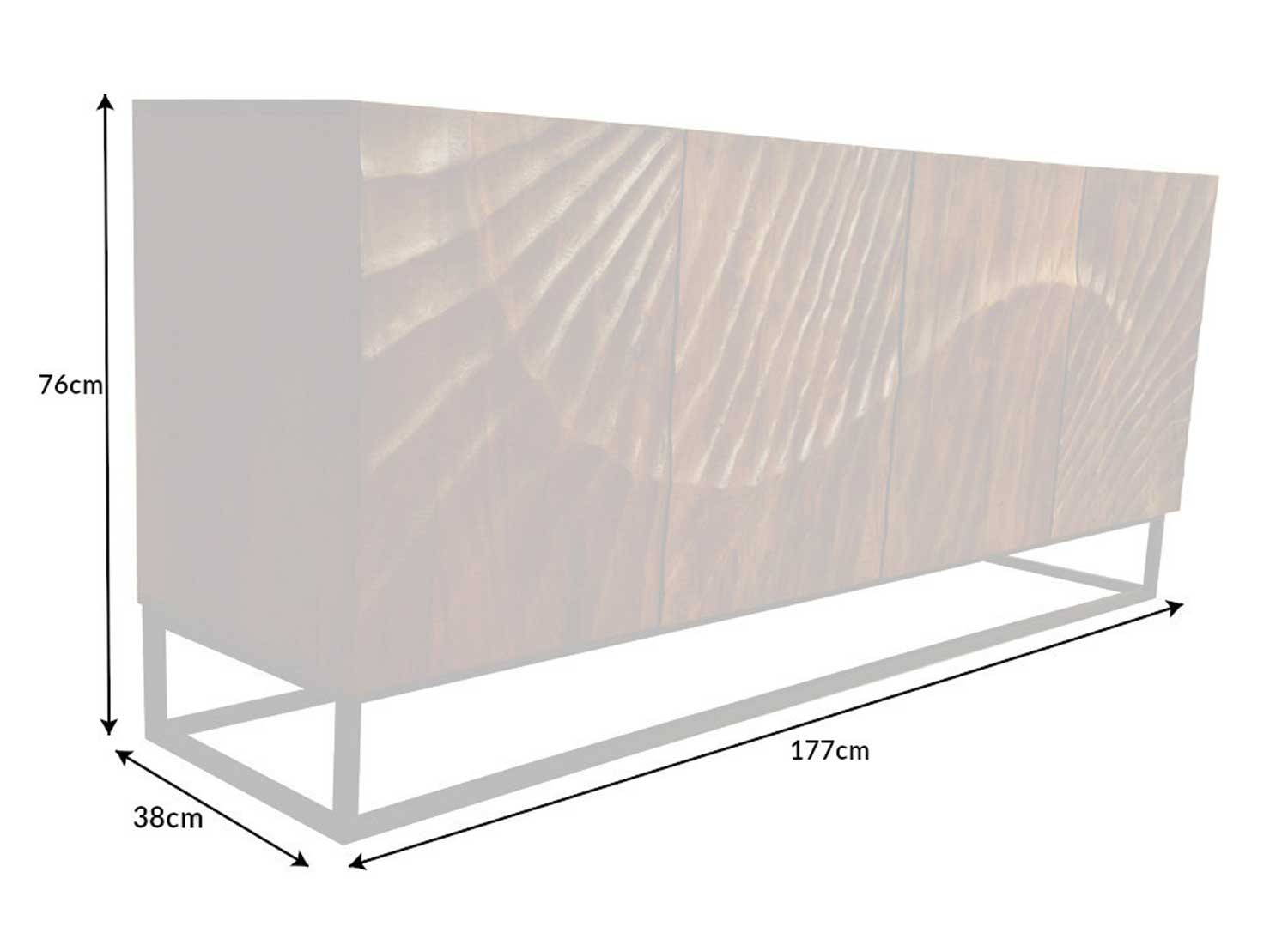 Meuble buffet 4 portes bois massif brun