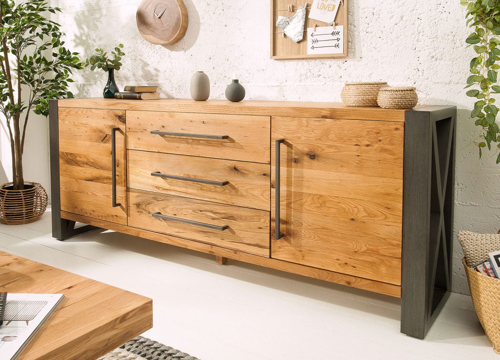 Meuble buffet chêne sauvage 2m industriel