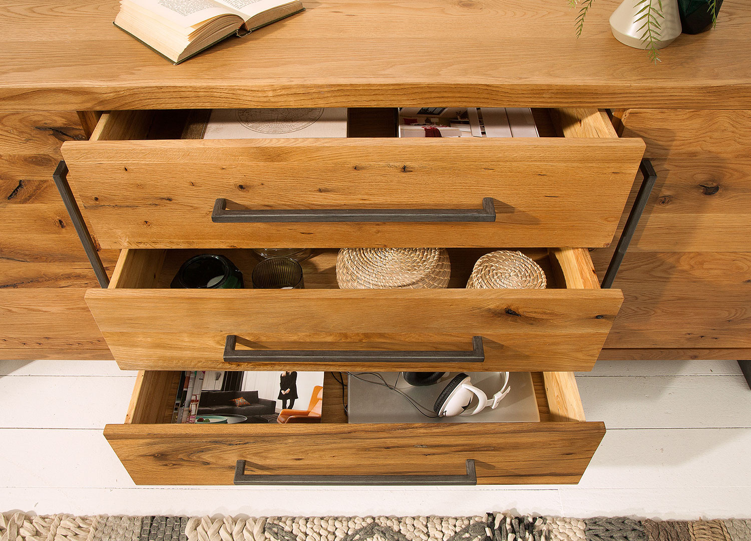 Meuble buffet chêne sauvage 2m industriel