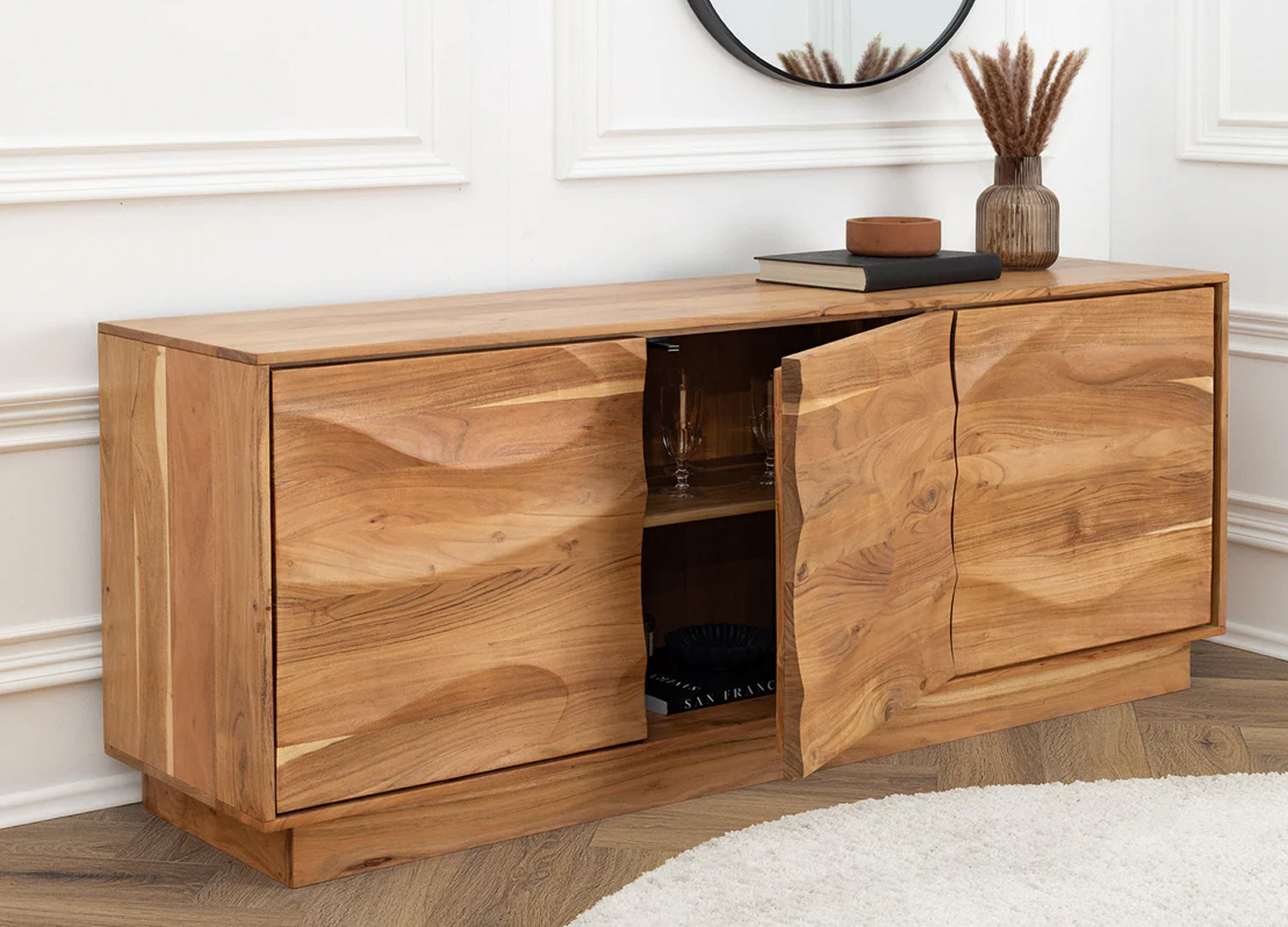Meuble buffet en bois d'acacia 160 cm Megane