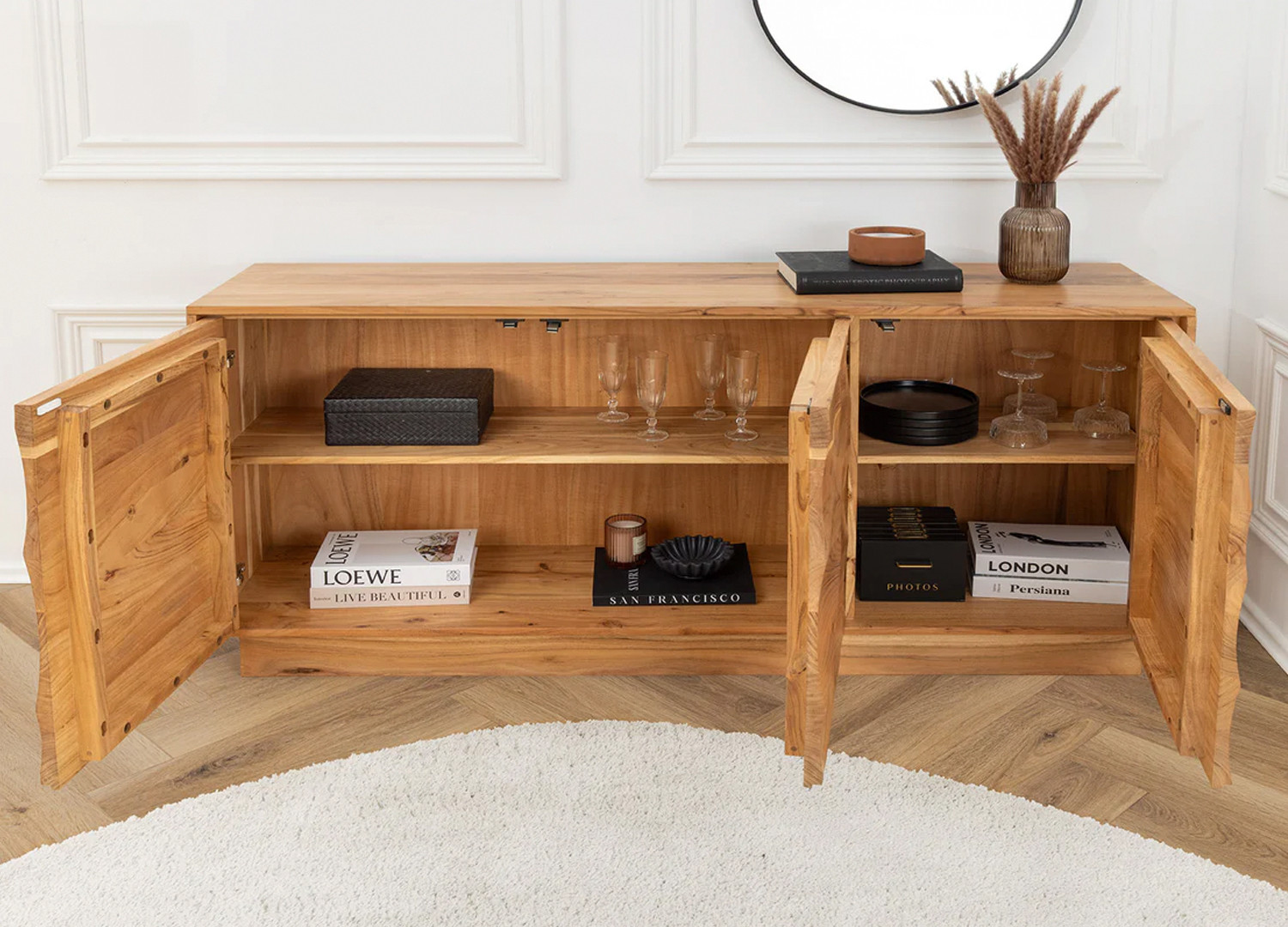 Meuble buffet en bois d'acacia 160 cm Megane