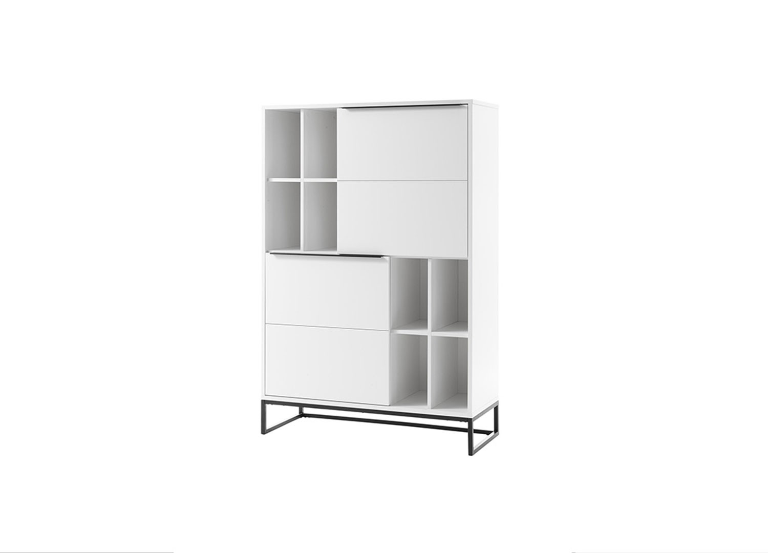 Meuble buffet haut blanc laqué mat et métal