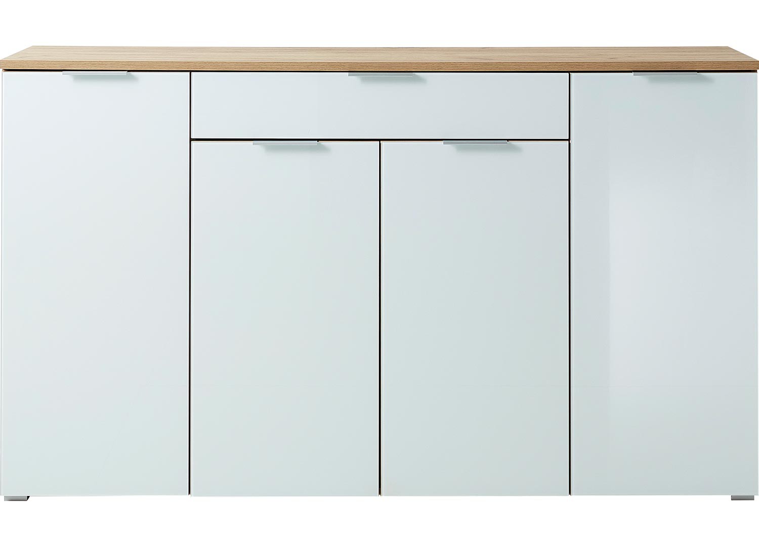 Meuble buffet moderne bois et blanc façade en verre 180 cm