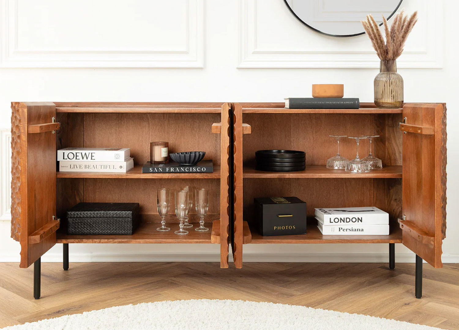 Meuble buffet original en bois de manguier brun 177 cm Marlon