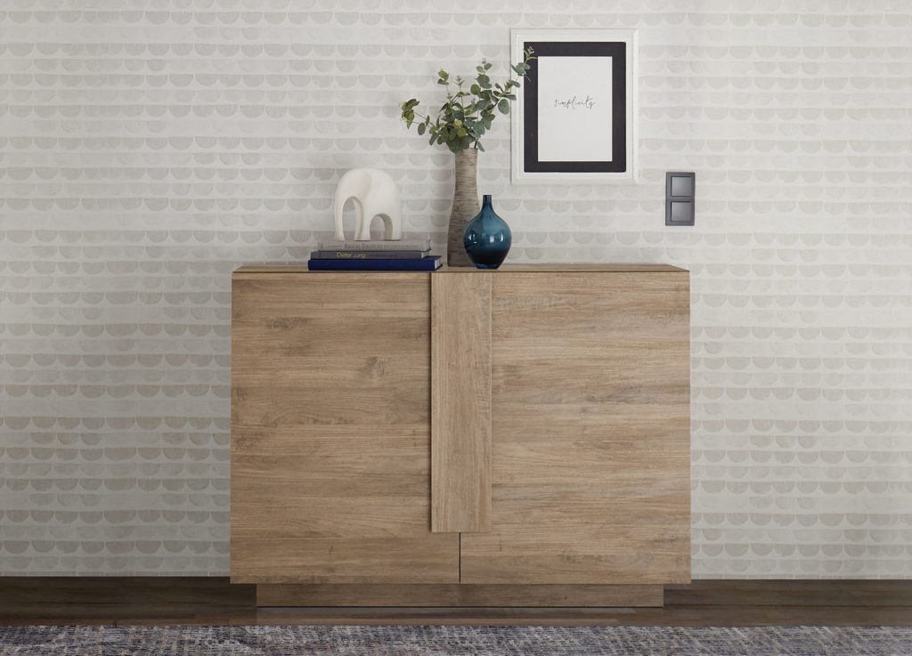 Meuble commode 2 portes chêne 121 cm