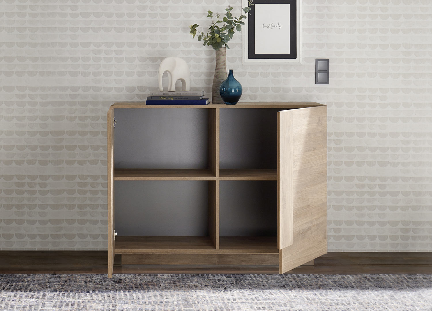 Meuble commode 2 portes chêne 121 cm