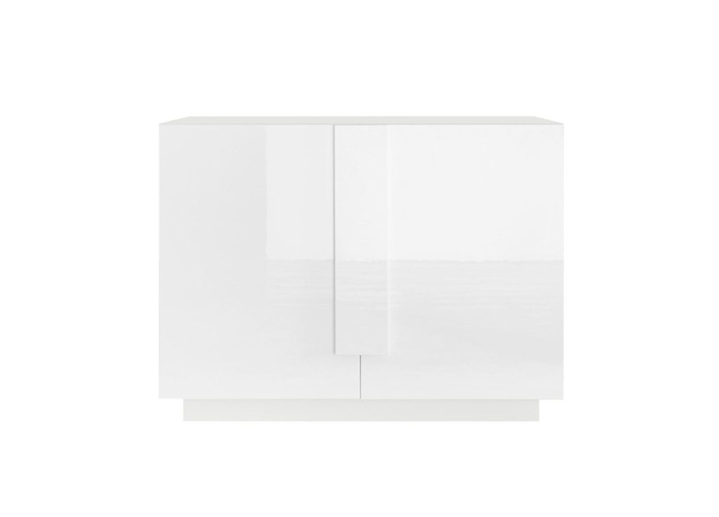 Meuble commode 2 portes laqué blanc 121 cm