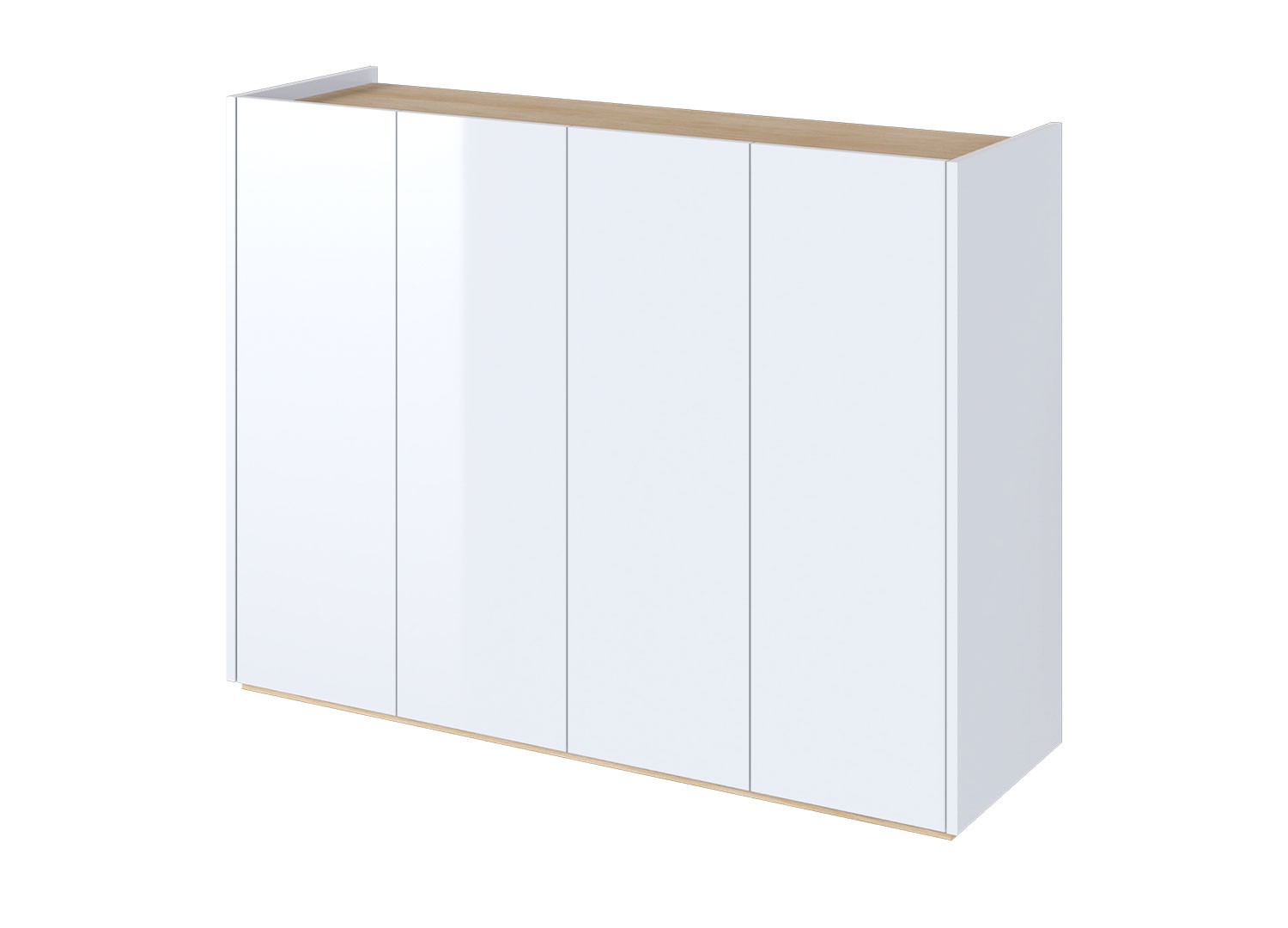 Meuble commode blanc brillant et chêne 126 cm avec éclairage Onda