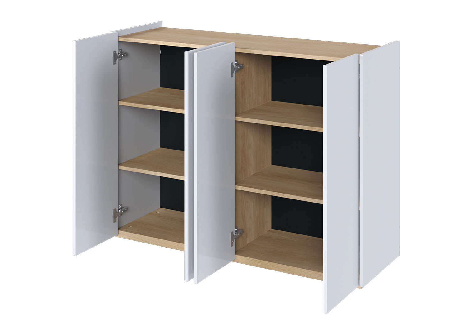 Meuble commode blanc brillant et chêne 126 cm avec éclairage Onda