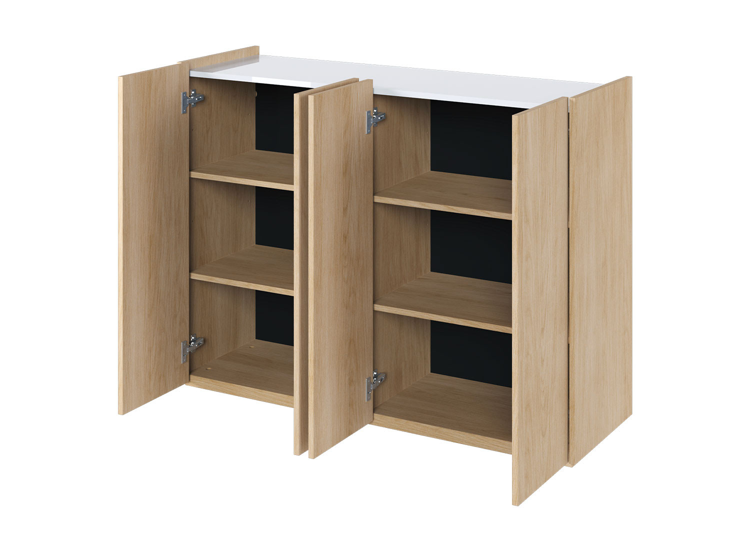 Meuble commode finition chêne et blanc brillant 126 cm avec éclairage Onda