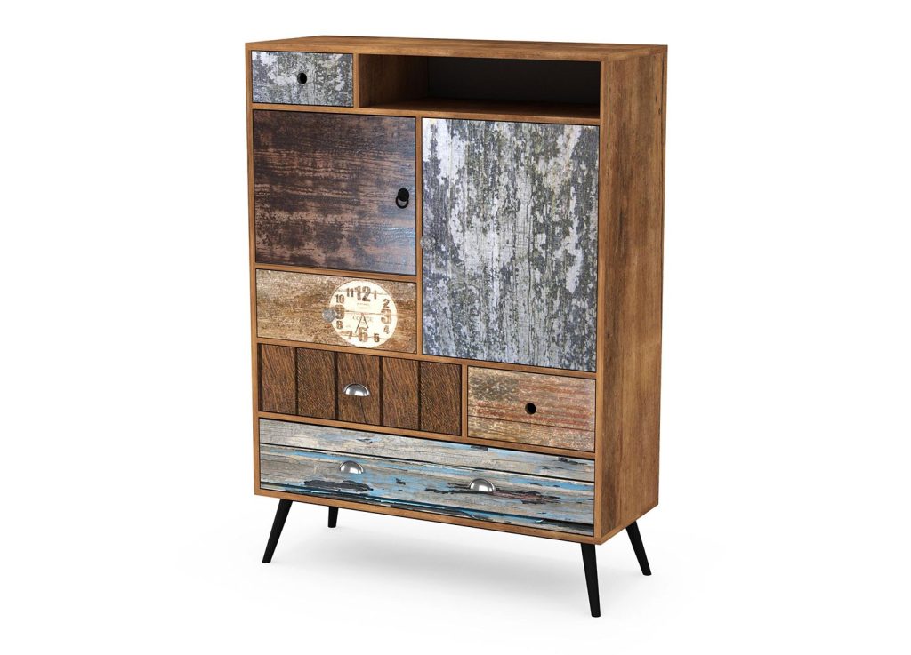 Meuble commode vintage bois et métal