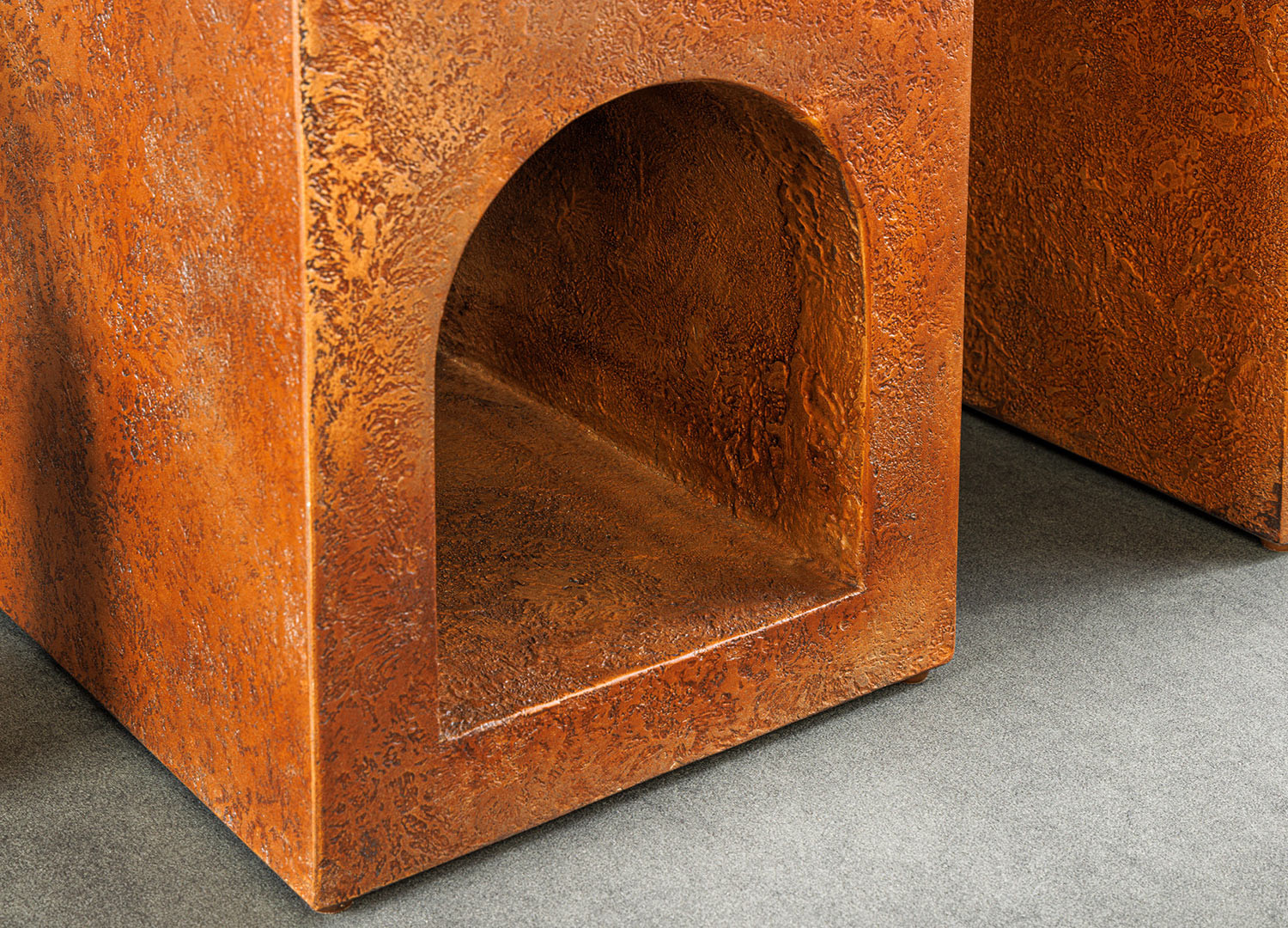 Meuble console 120 cm cuivre géométrique