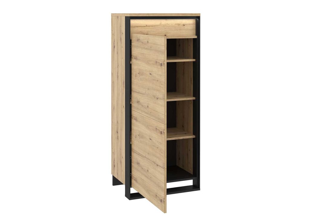 Meuble de rangement 1 porte à LED chêne artisan et noir Edge