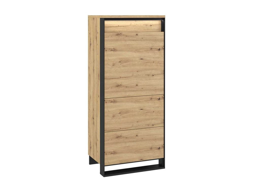 Meuble de rangement 1 porte à LED chêne artisan et noir Edge