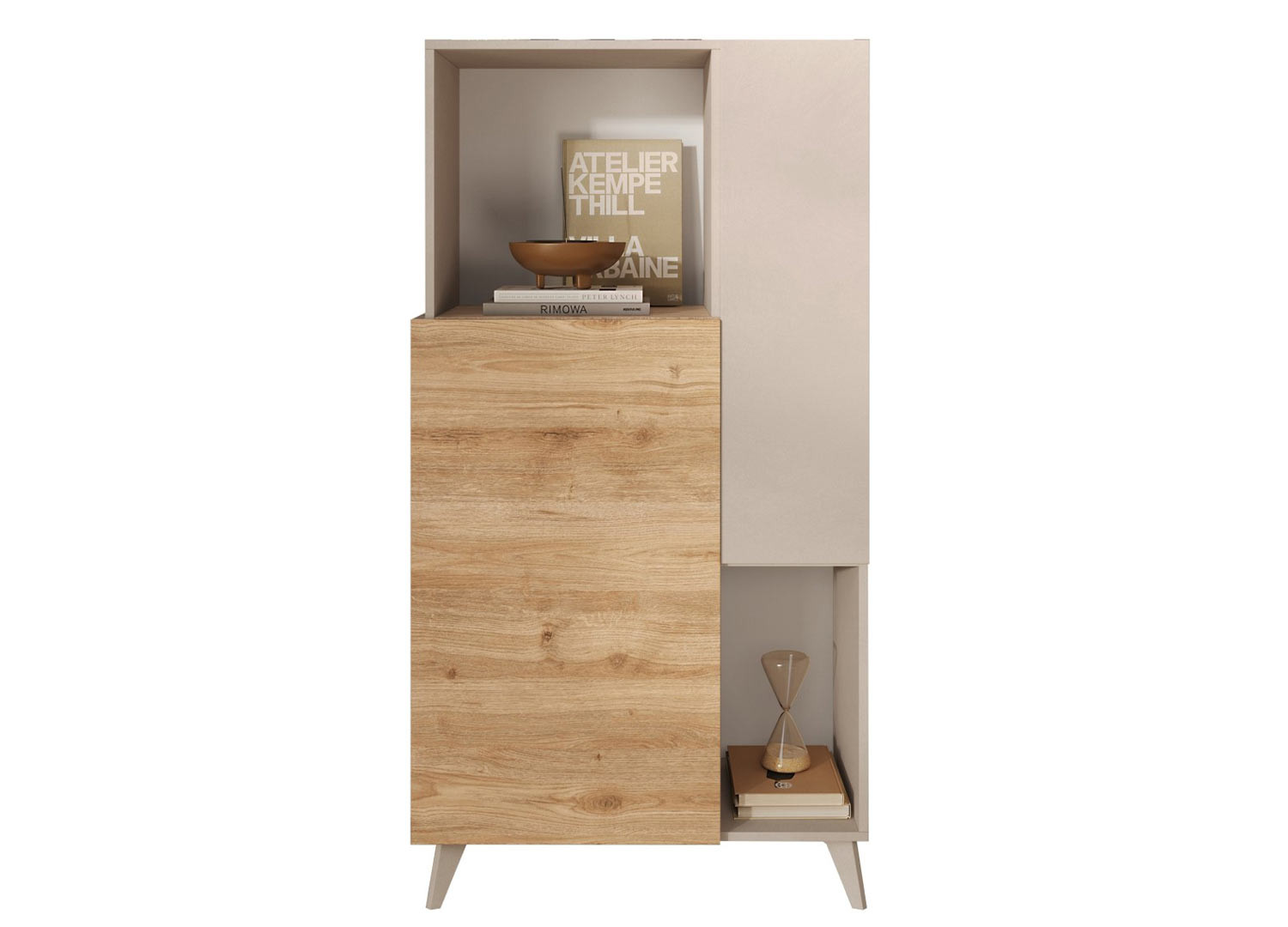 Meuble de rangement 154 cm 2 portes cashmere et chêne