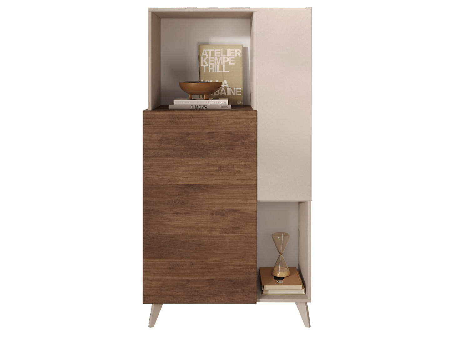 Meuble de rangement 154 cm 2 portes cashmere et chêne foncé