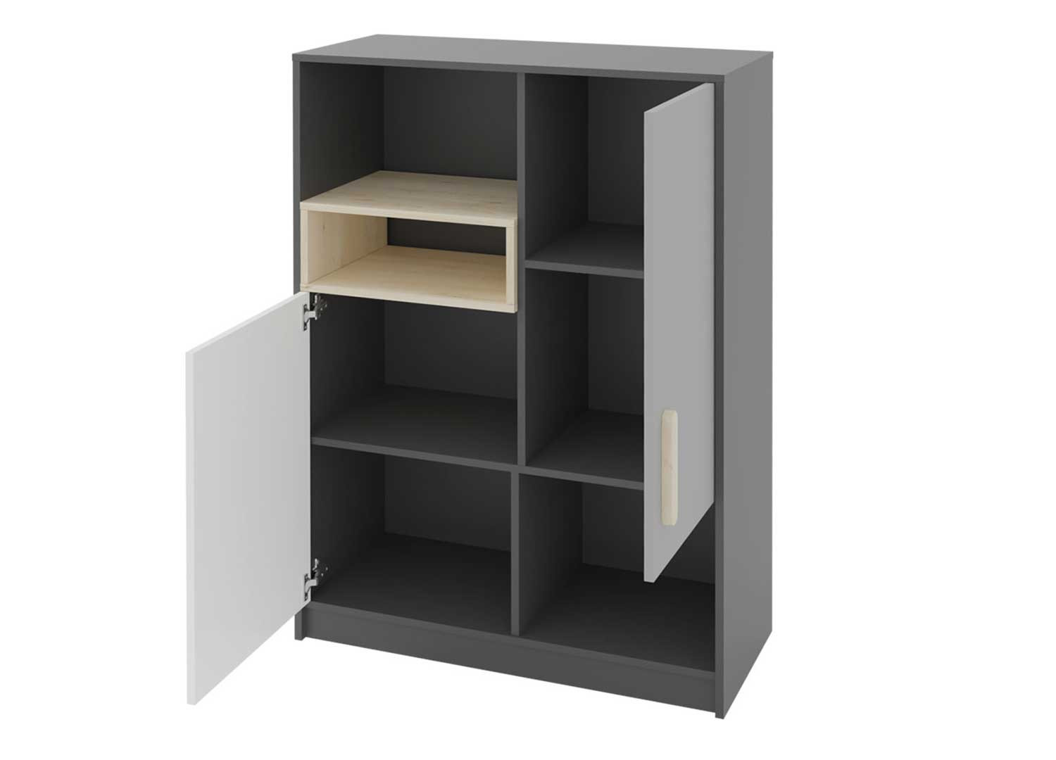 Meuble de rangement chambre enfant gris et blanc