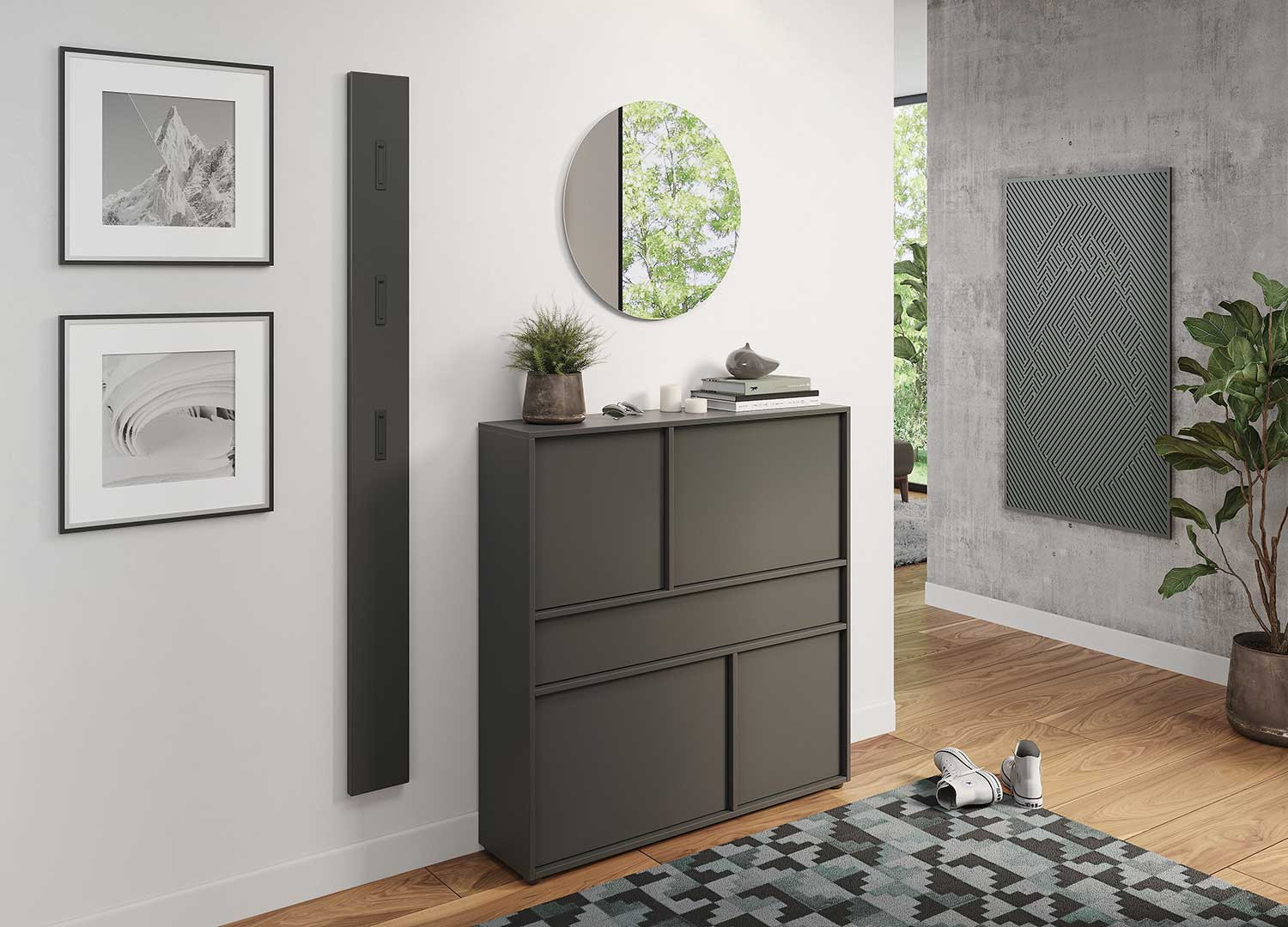 Meuble de rangement entrée graphite Ameca