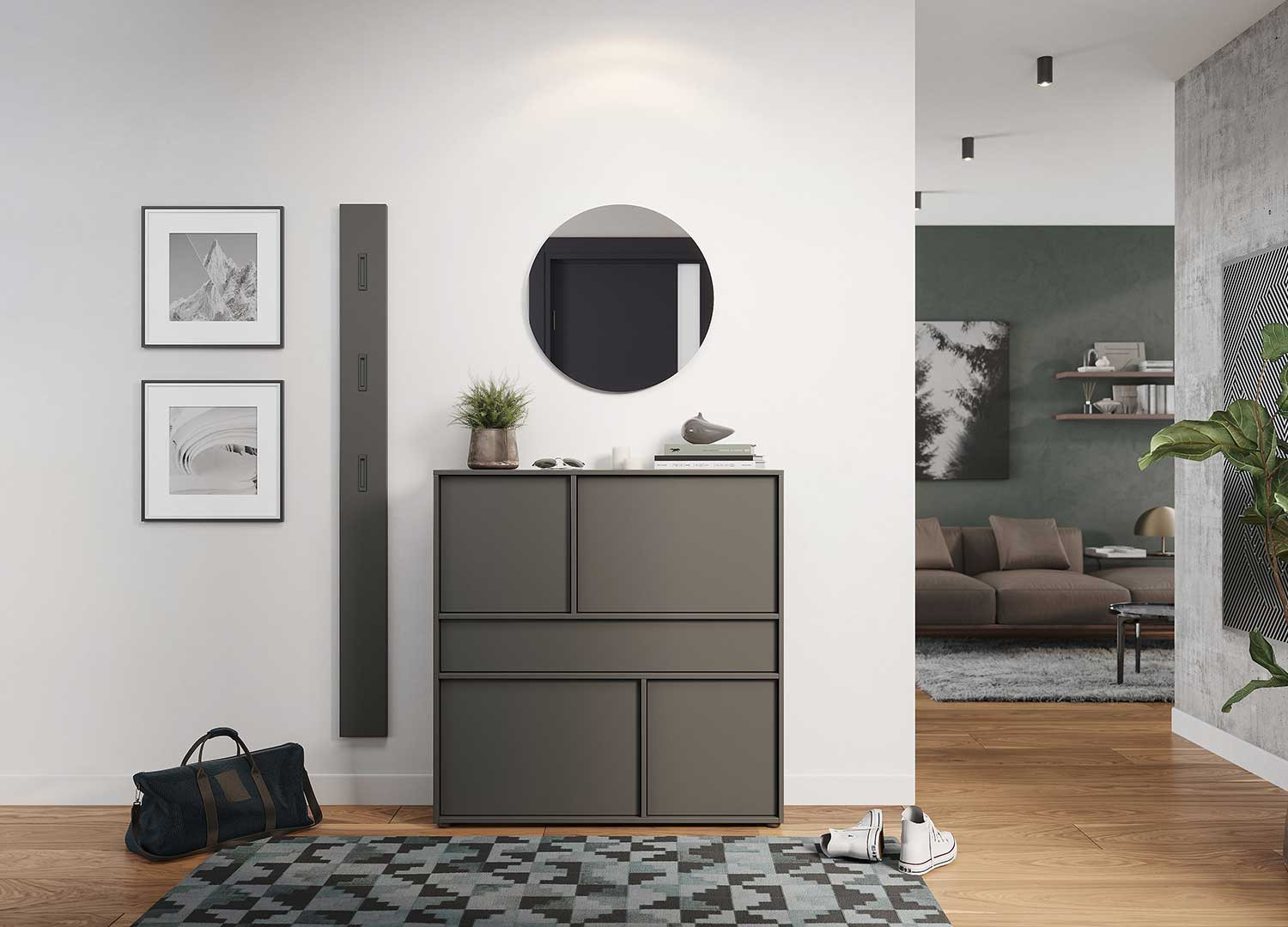Meuble de rangement entrée graphite Ameca