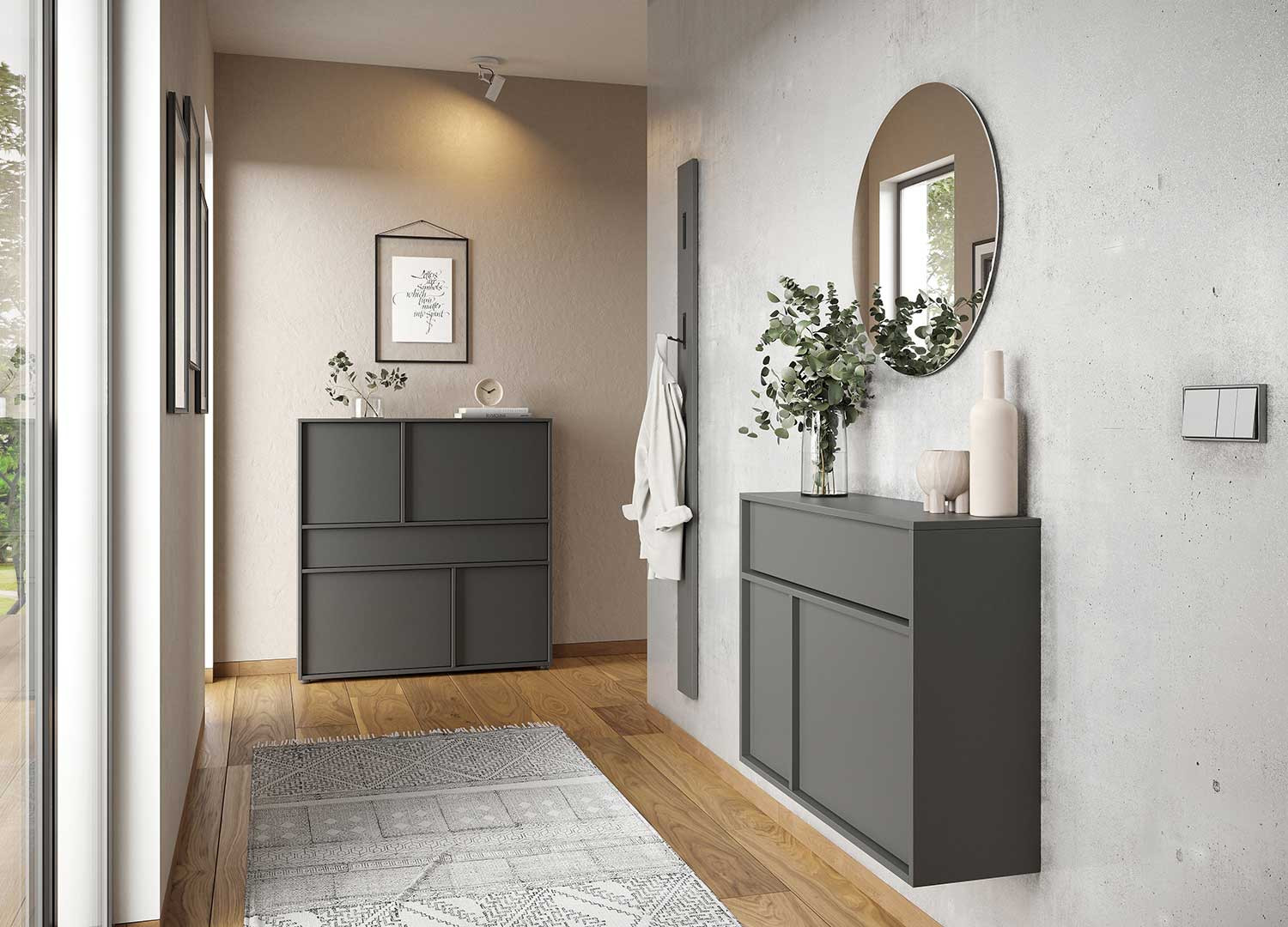 Meuble de rangement entrée graphite Ameca