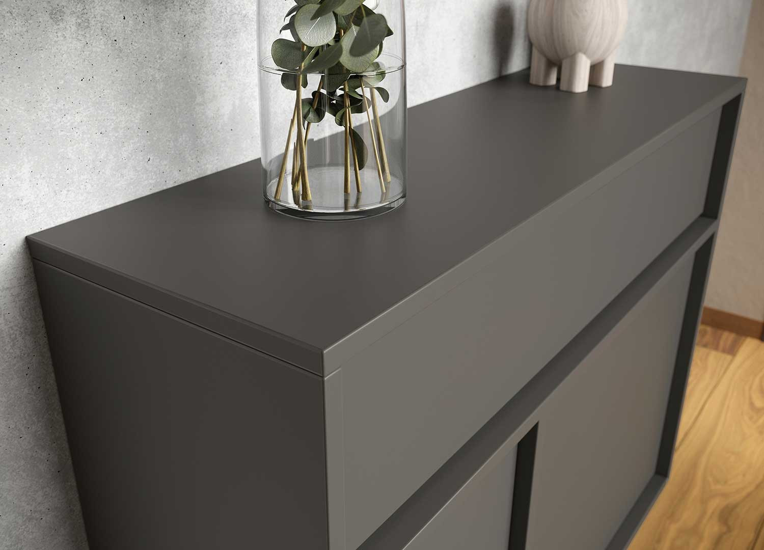Meuble de rangement entrée suspendu graphite Ameca