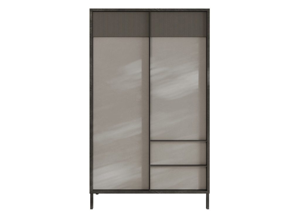 Meuble de rangement gris 2 portes et 2 tiroirs