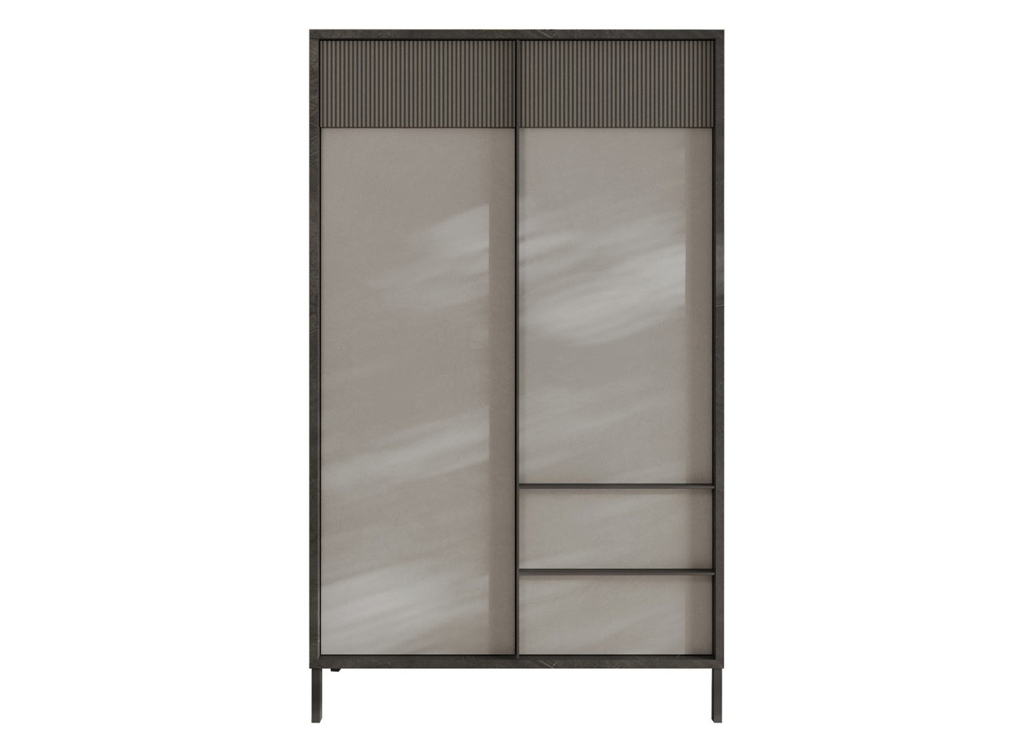 Meuble de rangement gris 2 portes et 2 tiroirs