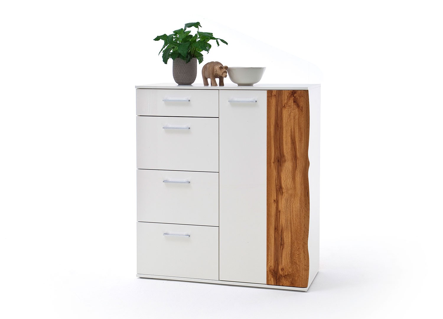 Meuble de rangement haut blanc et bois 2 portes