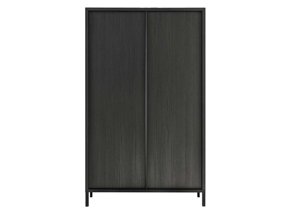 Meuble de rangement haut de 2 portes chêne noir