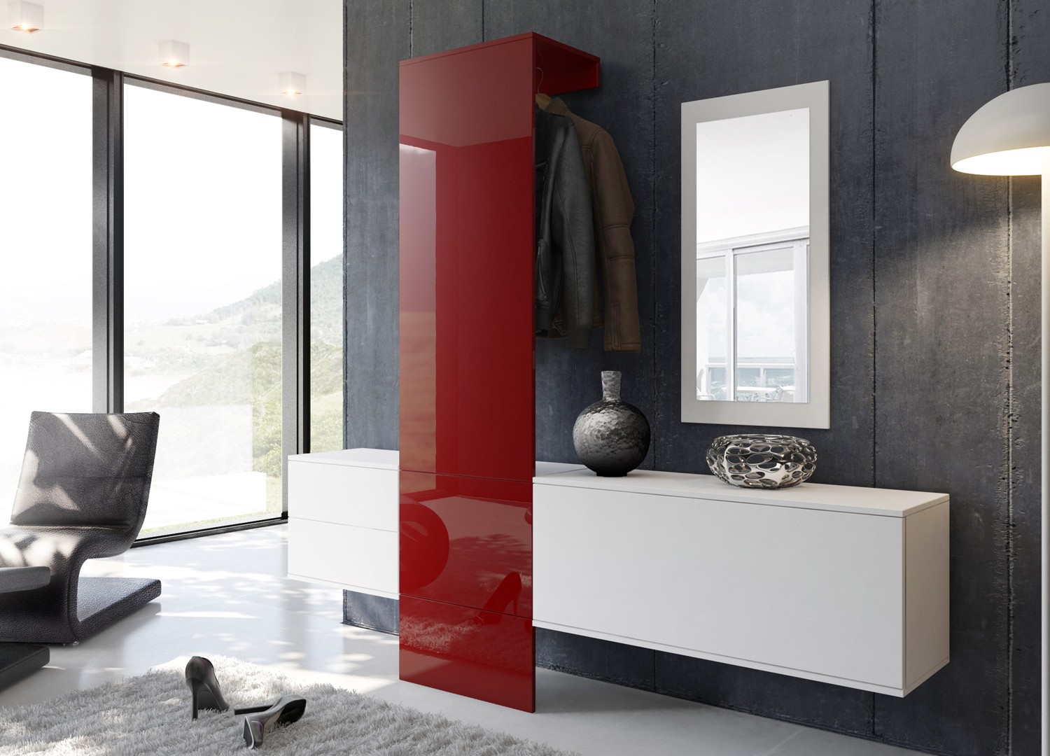 Meuble d'entrée mural design