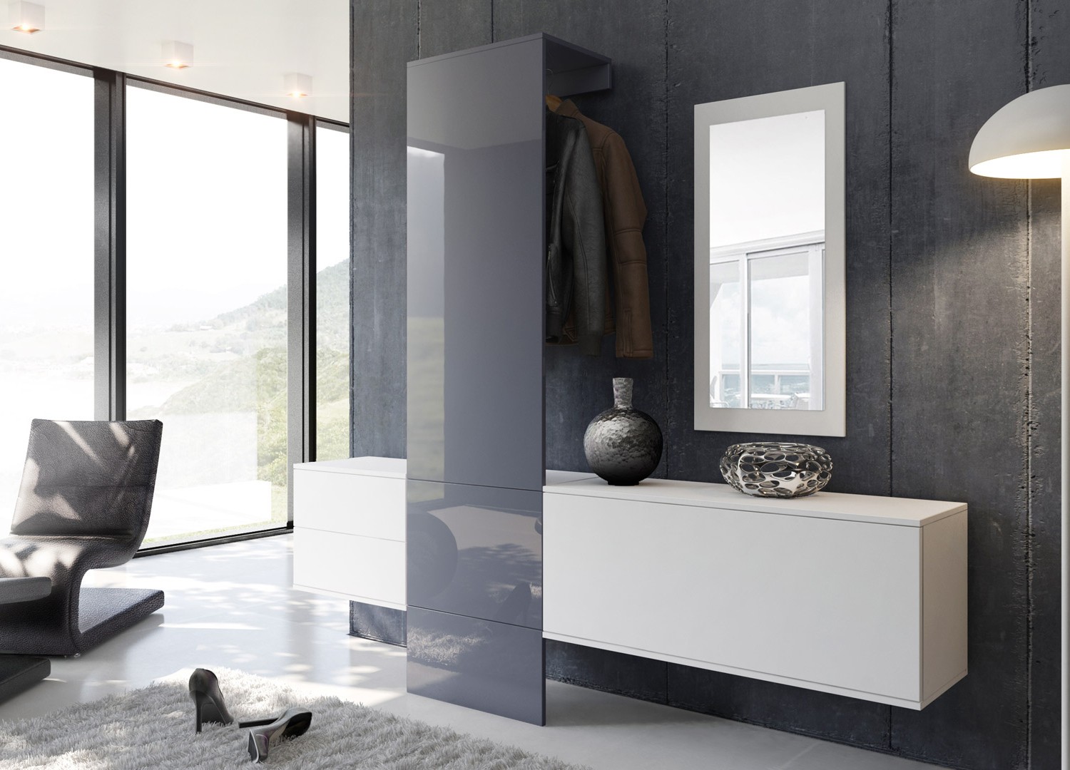 Meuble d'entrée mural design