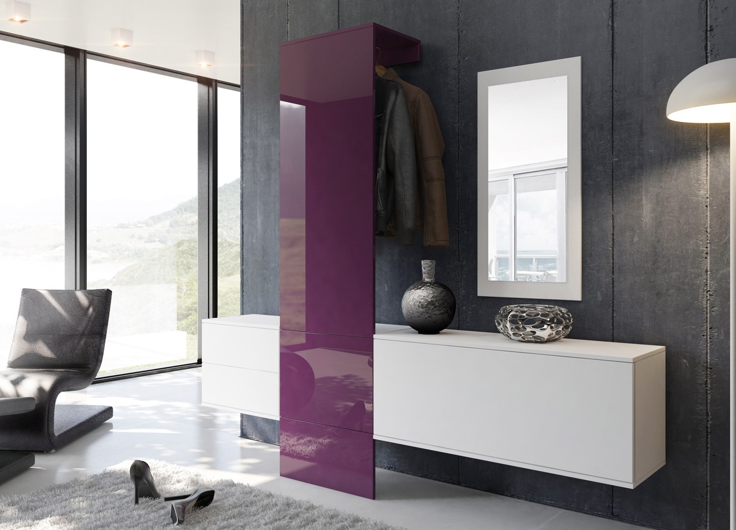 Meuble d'entrée mural design