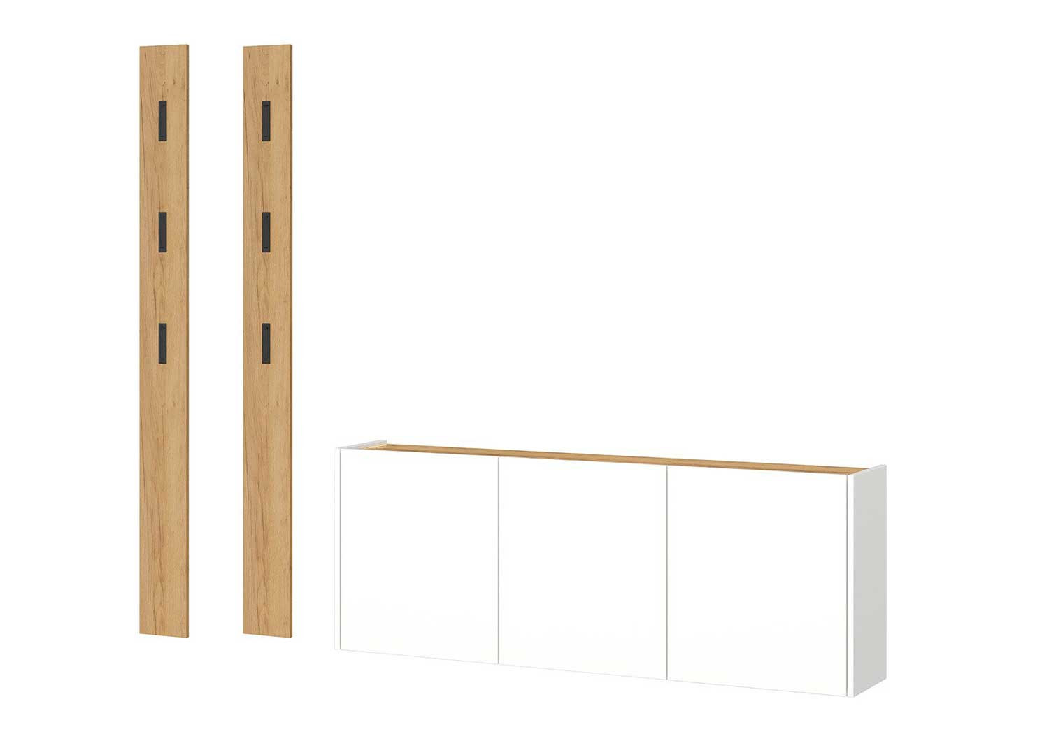 Meuble d'entrée suspendu blanc et chêne Libbiano