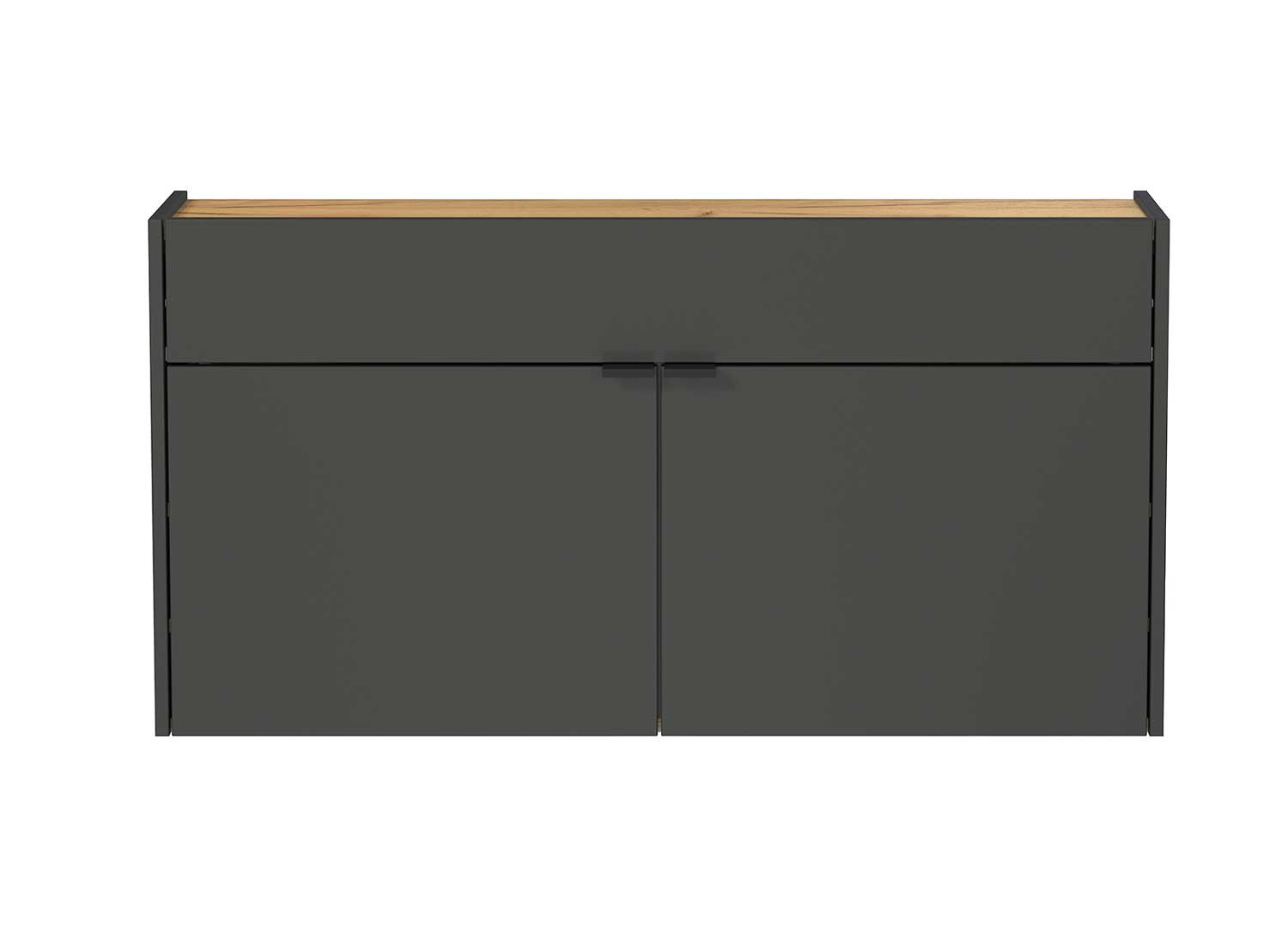 Meuble d'entrée suspendu design graphite et chêne