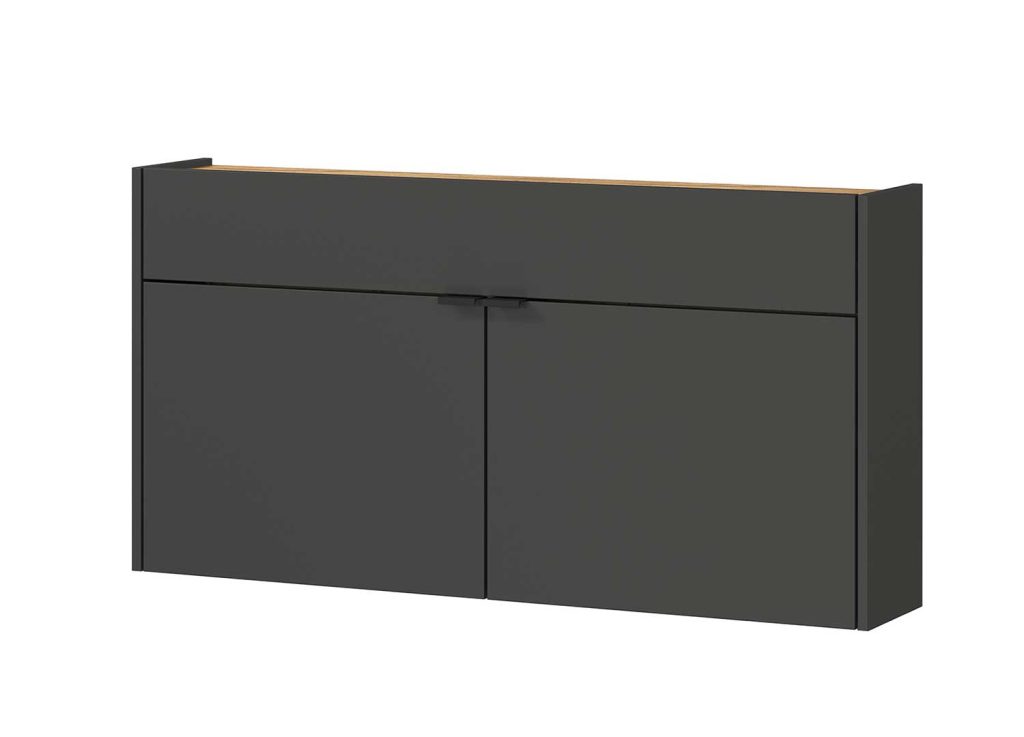 Meuble d'entrée suspendu design graphite et chêne