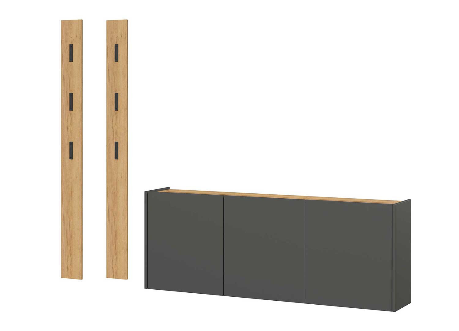 Meuble d'entrée suspendu graphite et chêne Libbiano