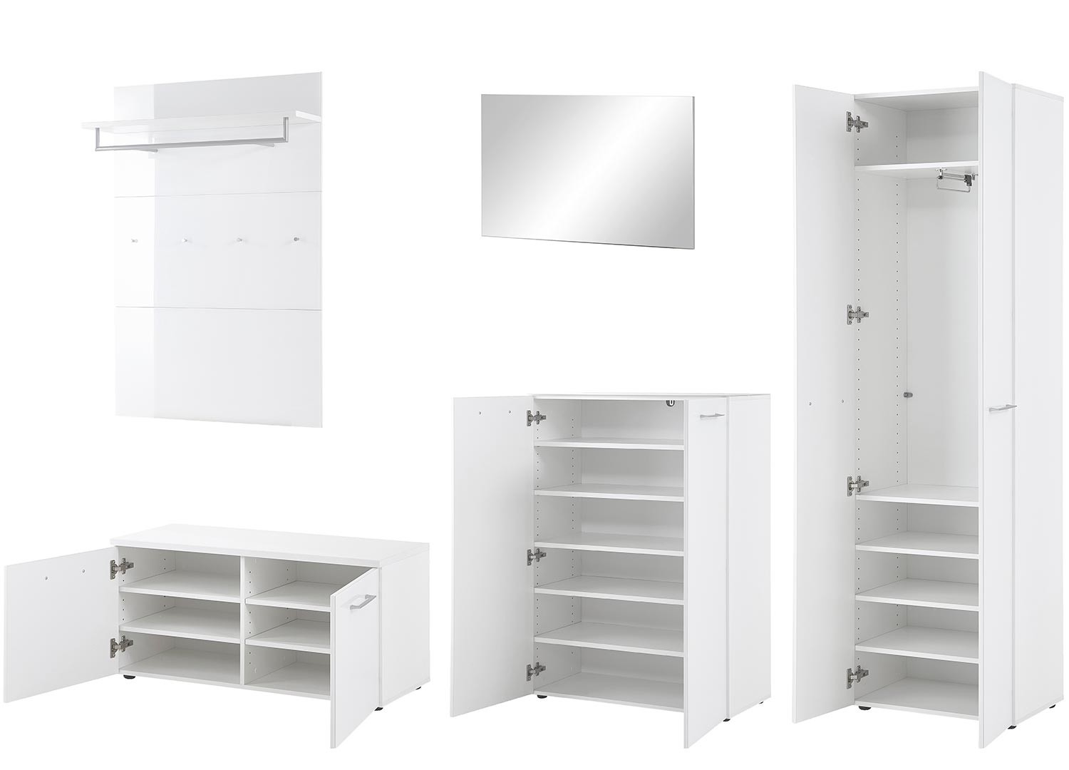Meuble d'entrée vestiaire complet blanc