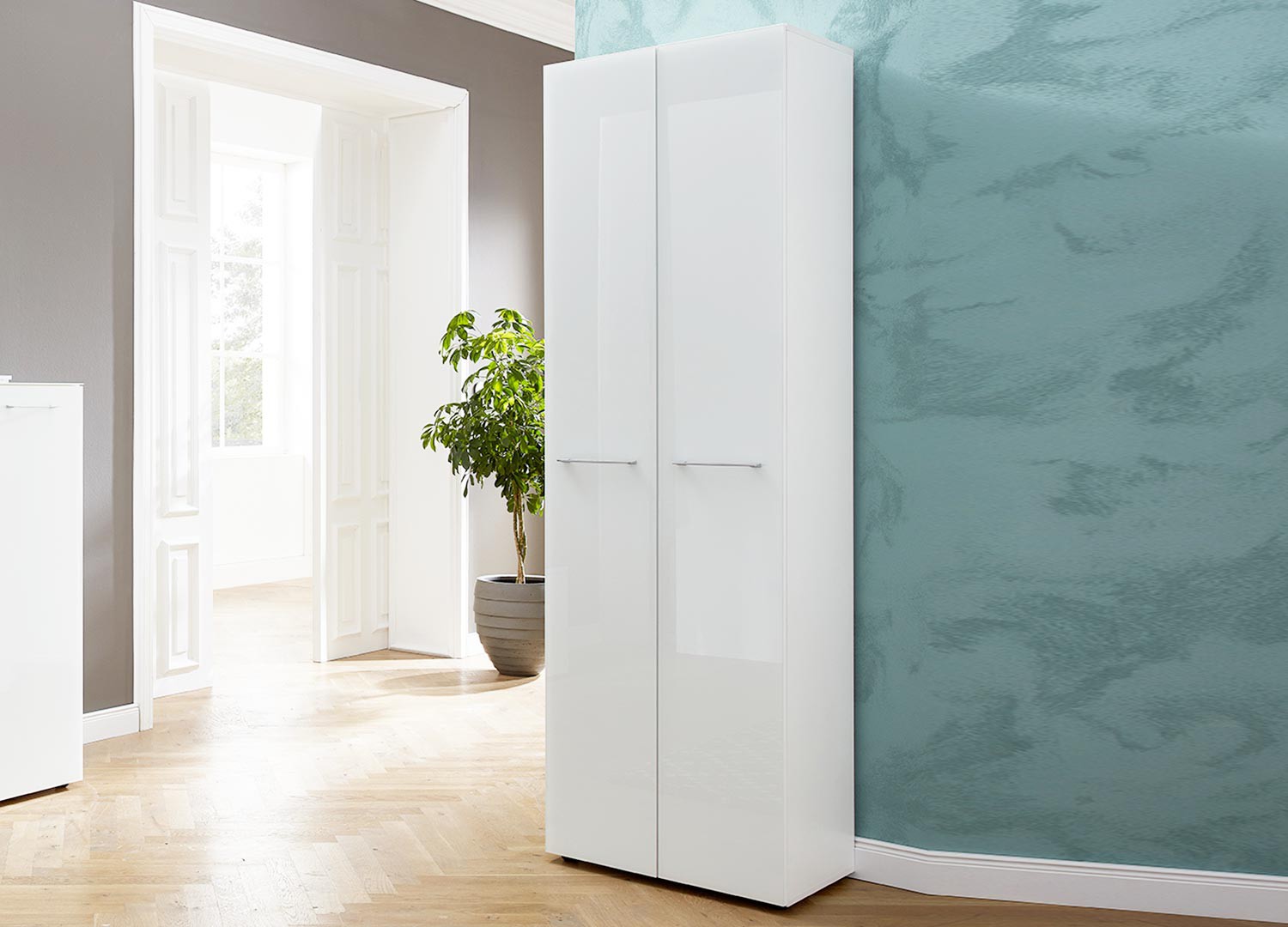 Meuble entrée armoire rangement blanche