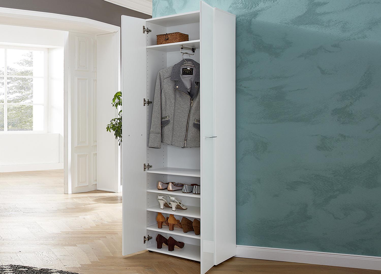 Meuble entrée armoire rangement blanche