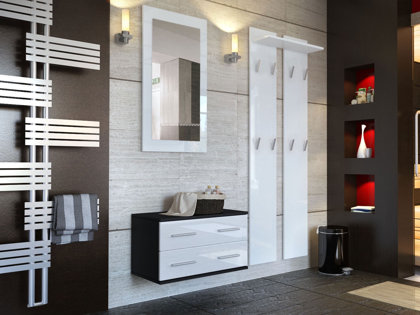 Meuble mural - miroir & vestiaire