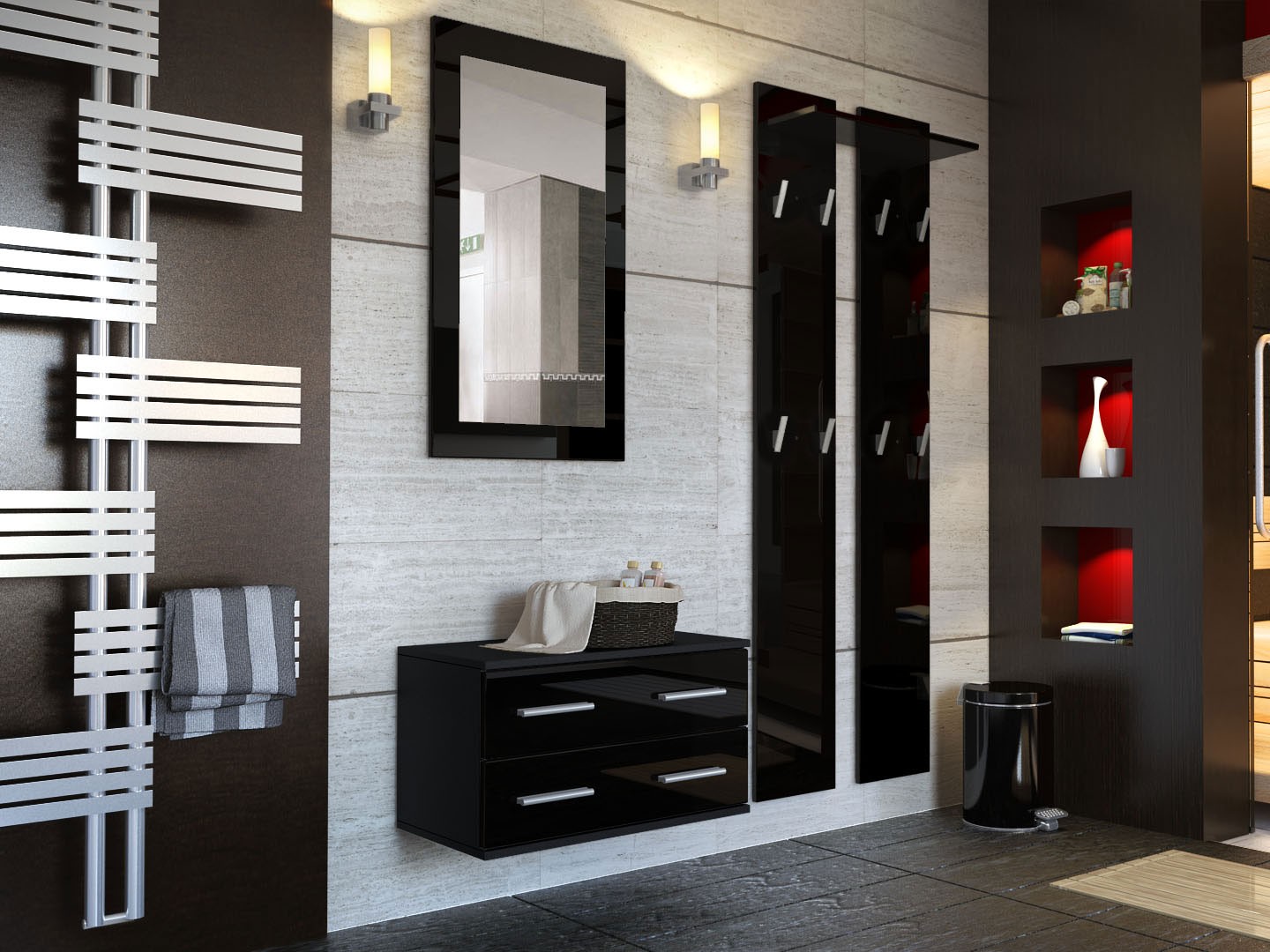 Meuble mural - miroir & vestiaire