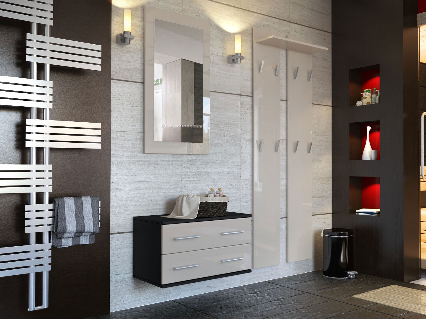 Meuble mural - miroir & vestiaire